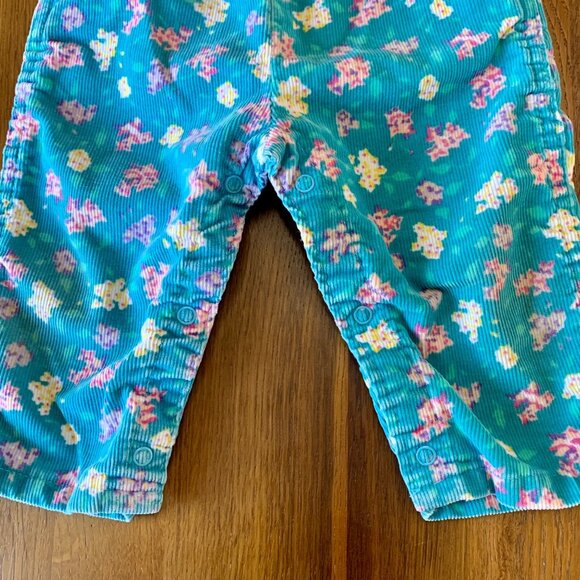 OSHK0SH Bgosh Vintage Floral Overalls Girls 12 Mos Blue Cord Corduroy Overall - Picture 7 of 12
